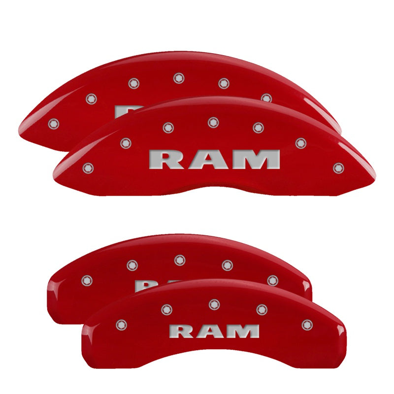 MGP 4 Caliper Covers Engraved Front &amp; Rear RAM Red finish silver ch - 55001SRAMRD