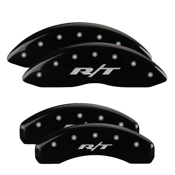 MGP 4 Caliper Covers Engraved Front &amp; Rear RT1-Truck Black finish silver ch - 55001SRT1BK