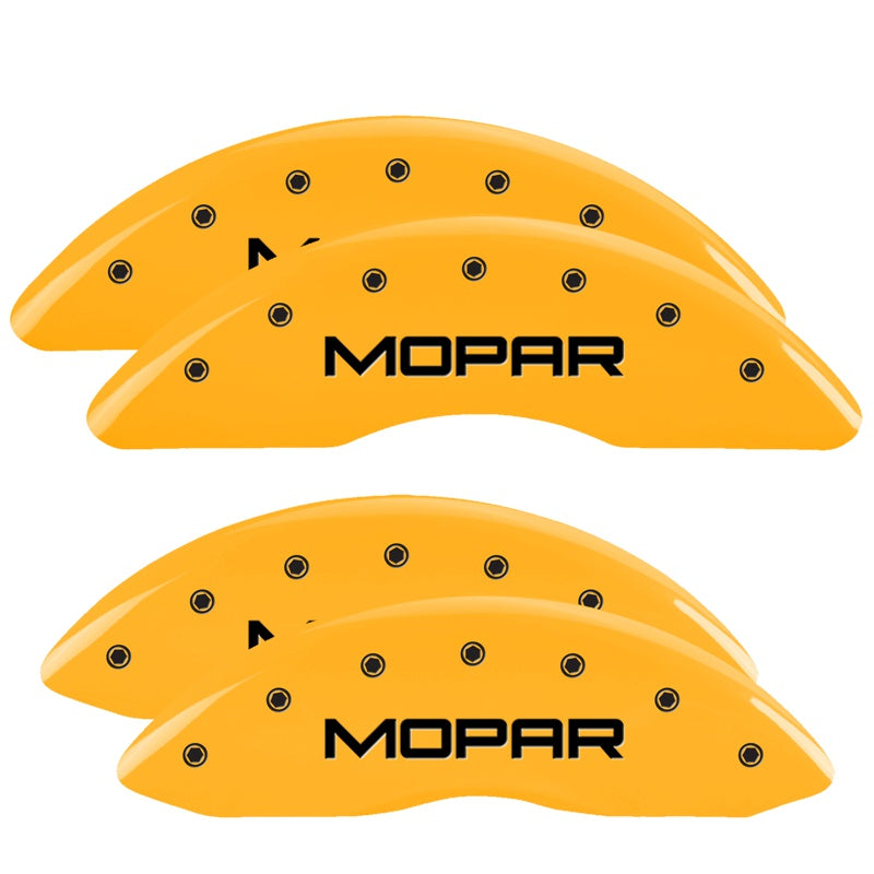 MGP 4 Caliper Covers Engraved Front &amp; Rear MOPAR Yellow finish black ch - 55002SMOPYL