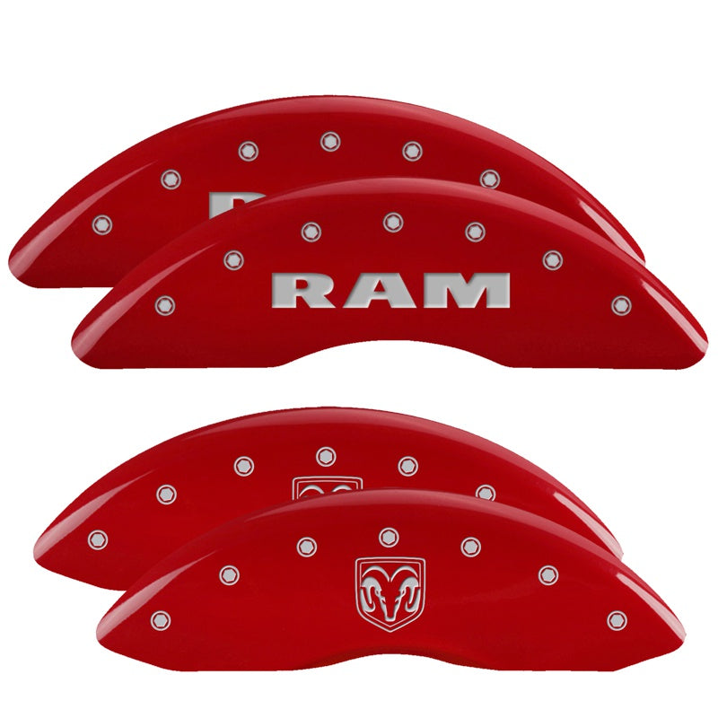 MGP 4 Caliper Covers Engraved Front RAM Engraved Rear RAMHEAD Red finish silver ch - 55002SRMHRD