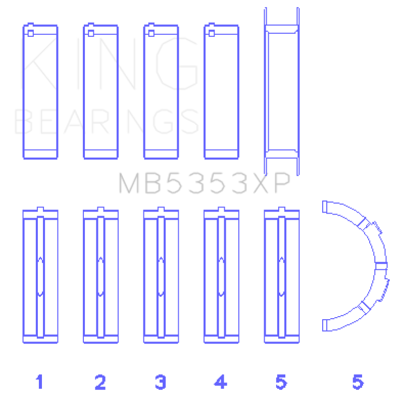 King Ford 281 4.6L SOHC 16V Performance Main Bearing Set - Size Standard - MB5353XP