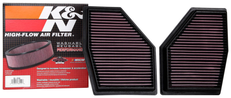 K&amp;N 2020 BMW M550i 4.4L V8 Replacement Air Filter (2 Per Box) - 33-3155