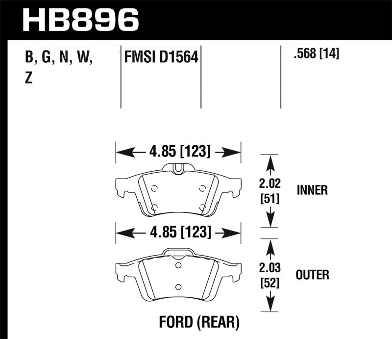 Hawk 22-23 Ford Transit Connect DTC-60 Race Rear Brake Pads - HB896G.568