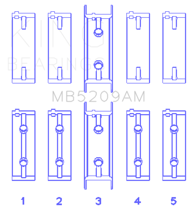 King Engine Bearings Mitsubishi 4G63/64/DOHC (Size +0.50mm) Main Bearing Set - MB5209AM0.5