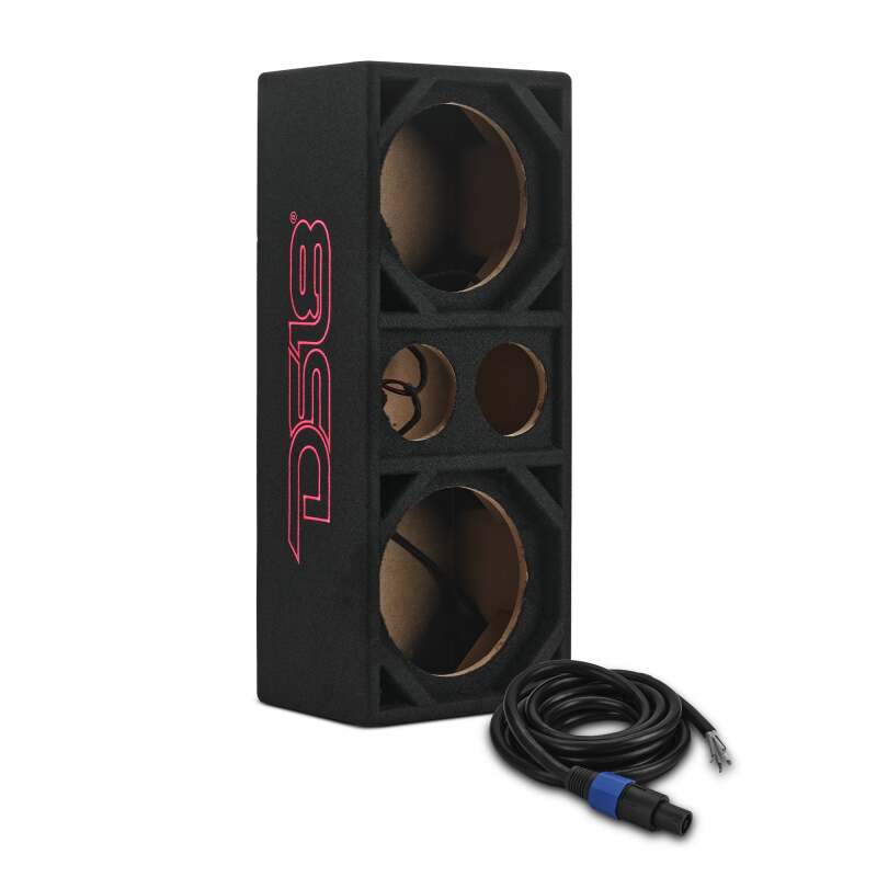 DS18 Ported Enclosure w/ 2x 8in Mids & 2x 3.6in (Not Included)- Black Carpet - VOC8PRO - front view
