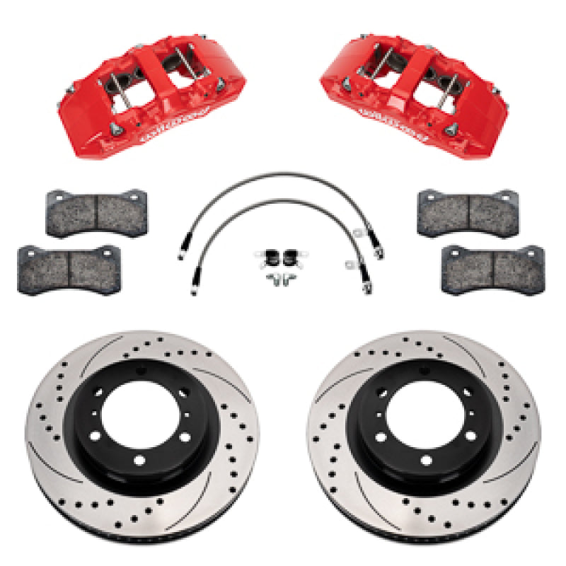 Wilwood 24-25 Toyota Tacoma Front Aero6-DM Big Brake Kit 13.38 In SRP Drilled Slotted Rotor/w Lines - 140-18381-DR