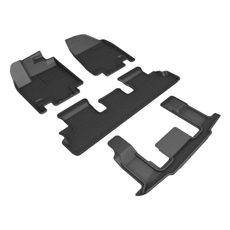 3D MAXider 22-24 Nissan Pathfinder 7-Seat Kagu Black Floor Mat - Row 1/2/3 - L1NS14901509