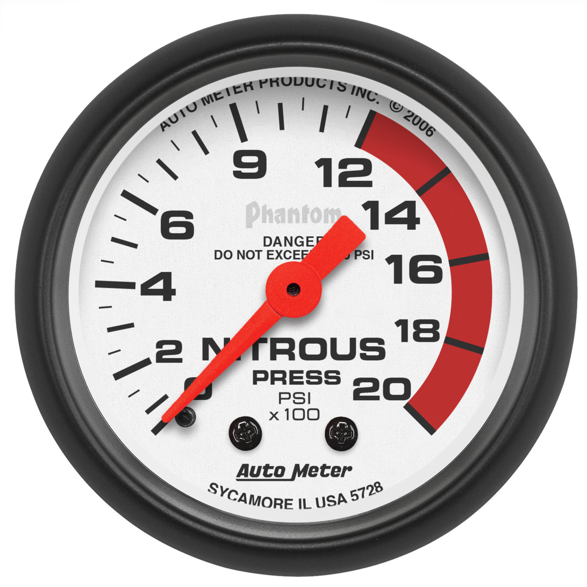 Autometer Phantom 52mm 0-2000 PSI Mechanical Nitrous Pressure Gauge - 5728