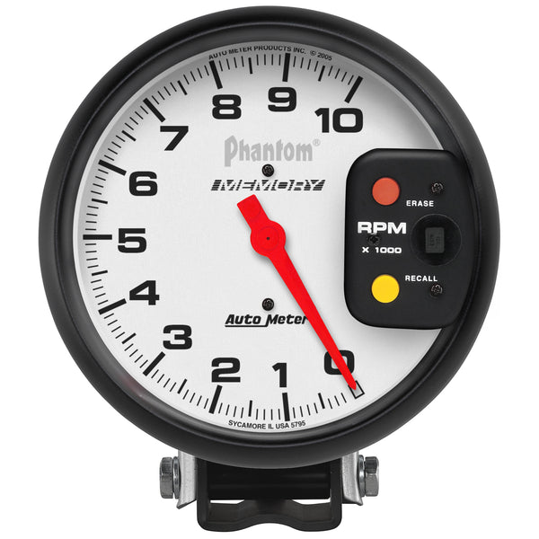 Autometer Phantom 5 inch 10,000RPM Tachometer w/ Memory - 5795