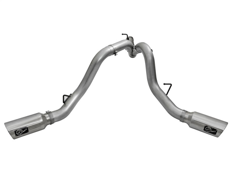 aFe LARGE Bore HD 4in Dual DPF-Back SS Exhaust w/Polished Tip 16-17 GM Diesel Truck V8-6.6L (td) LML - 49-44080-P