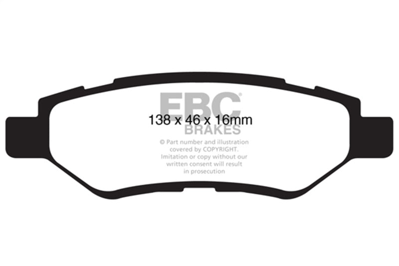 EBC 08-13 Cadillac CTS 3.0 Ultimax2 Rear Brake Pads - UD1337 for 2008-2019 Cadillac CTS - front view