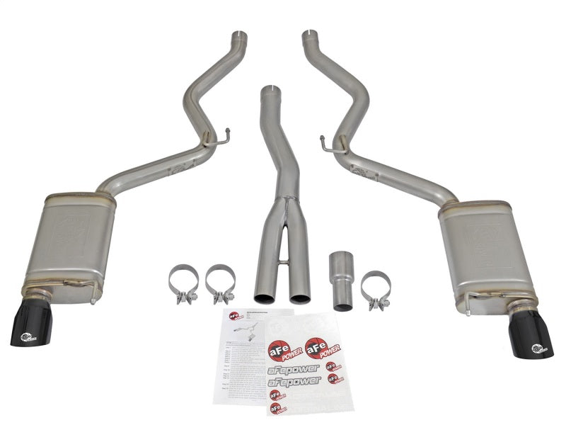 aFe MACHForce XP Exhausts Cat-Back SS-304 EXH w/ Black Tips 15-16 Ford Mustang EcoBoost 2.3L (t) - 49-33084-B