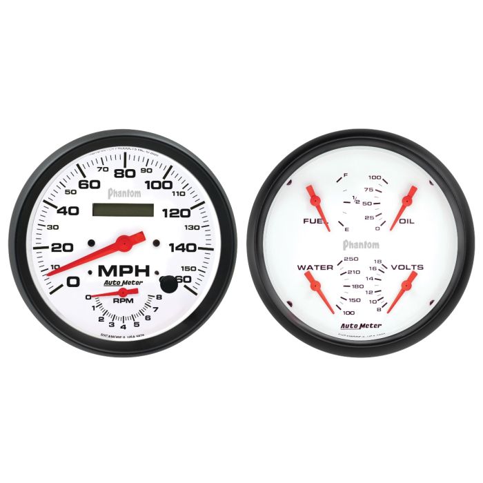 Autometer Phantom 2pc Gauge Kit Quad & Tach/Speedo 5in. - 5805