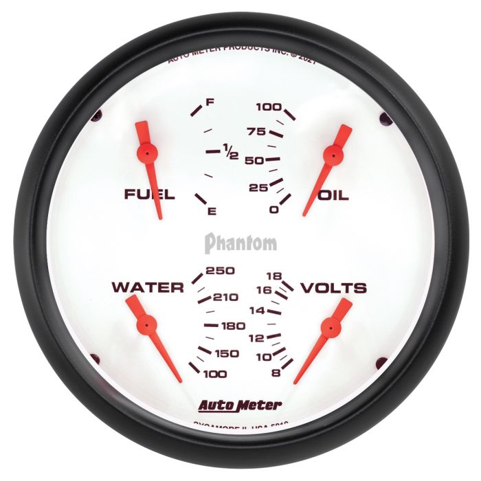 Autometer Phantom Quad 5in. Gauge 0 Ohm (E) - 90 Ohm (F) Electric - 5819