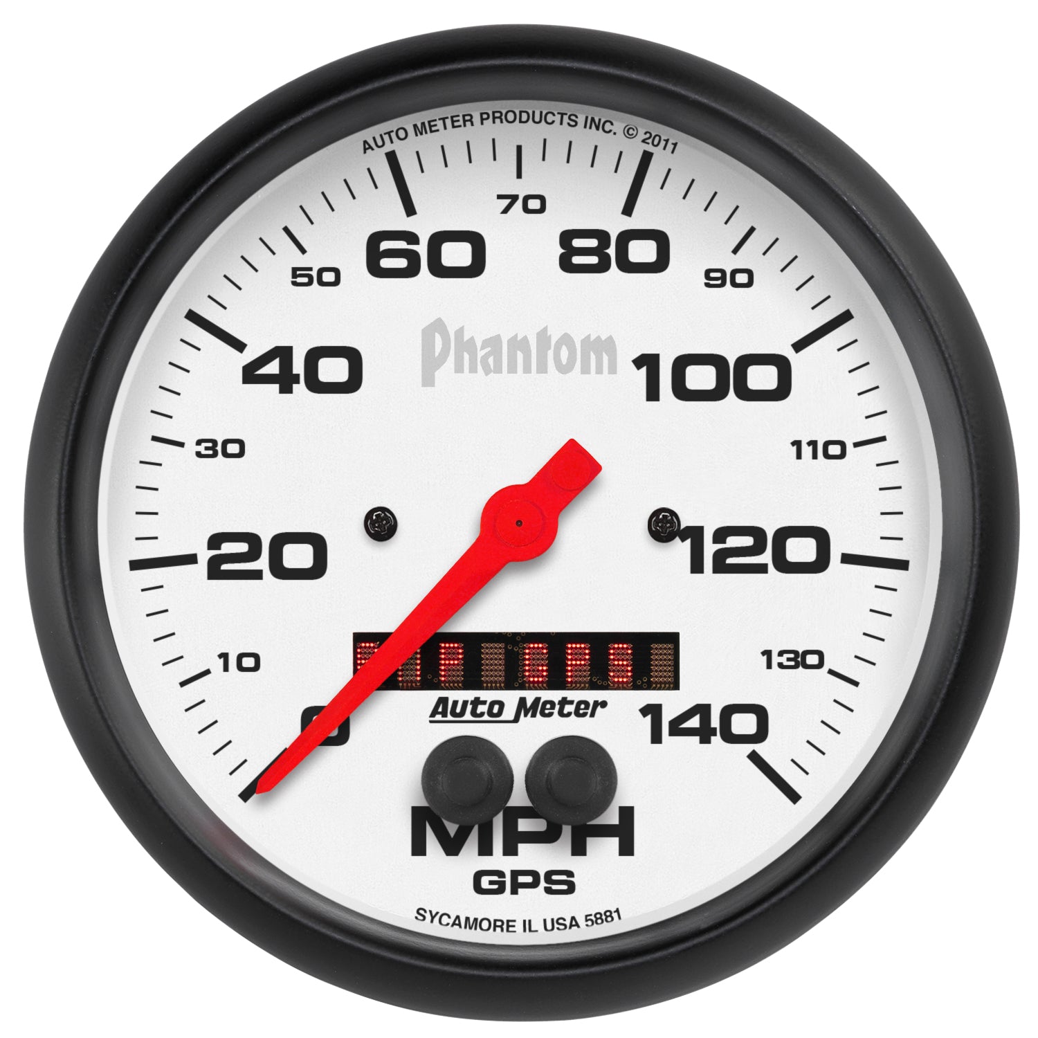 Autometer Phantom 5in 140 MPH In-Dash Full Sweep Speedometer w/ GPS Rally Nav Display - 5881