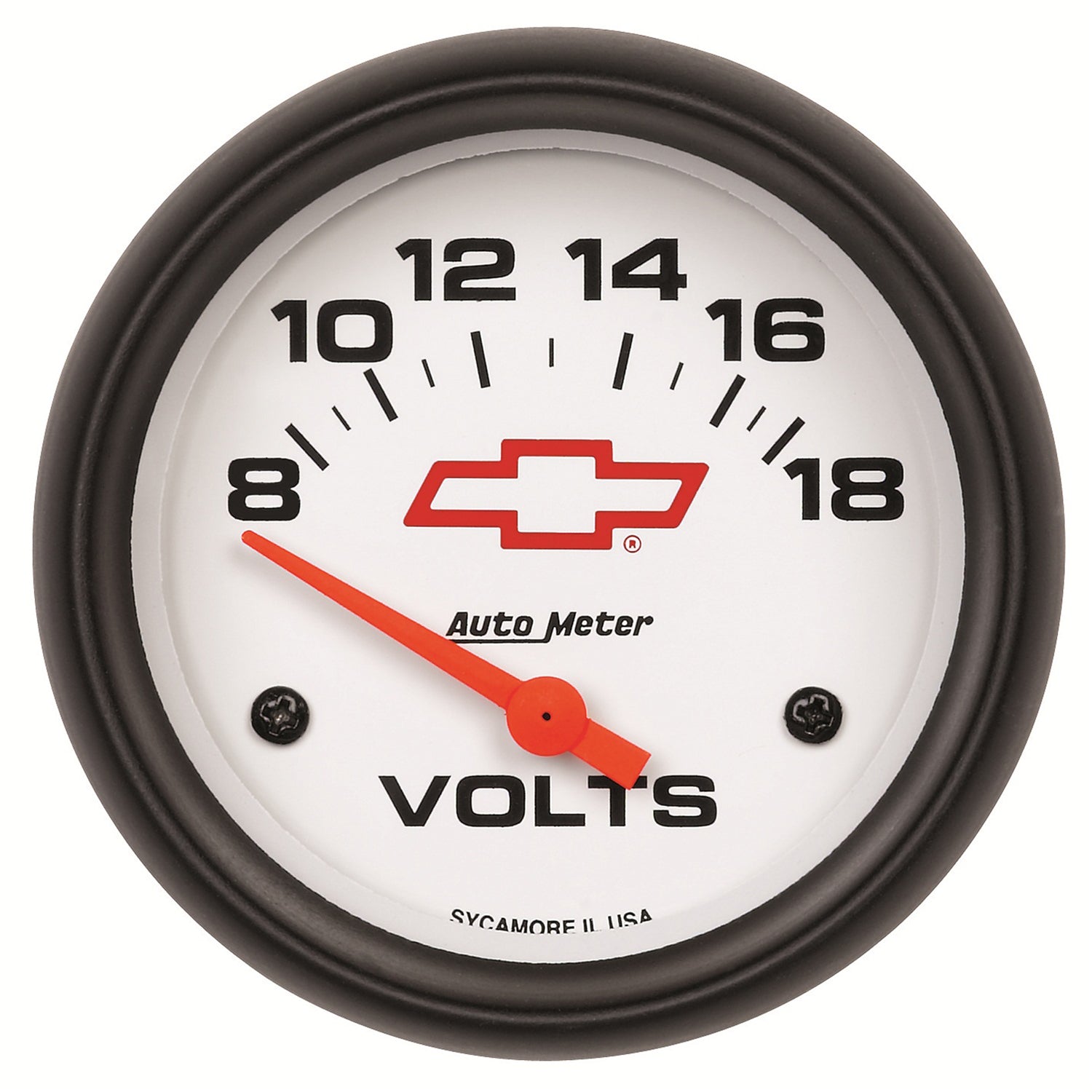 AutoMeter Gauge Voltmeter 2-5/8in. 18V Electric Chevy Red Bowtie White - 5891-00406