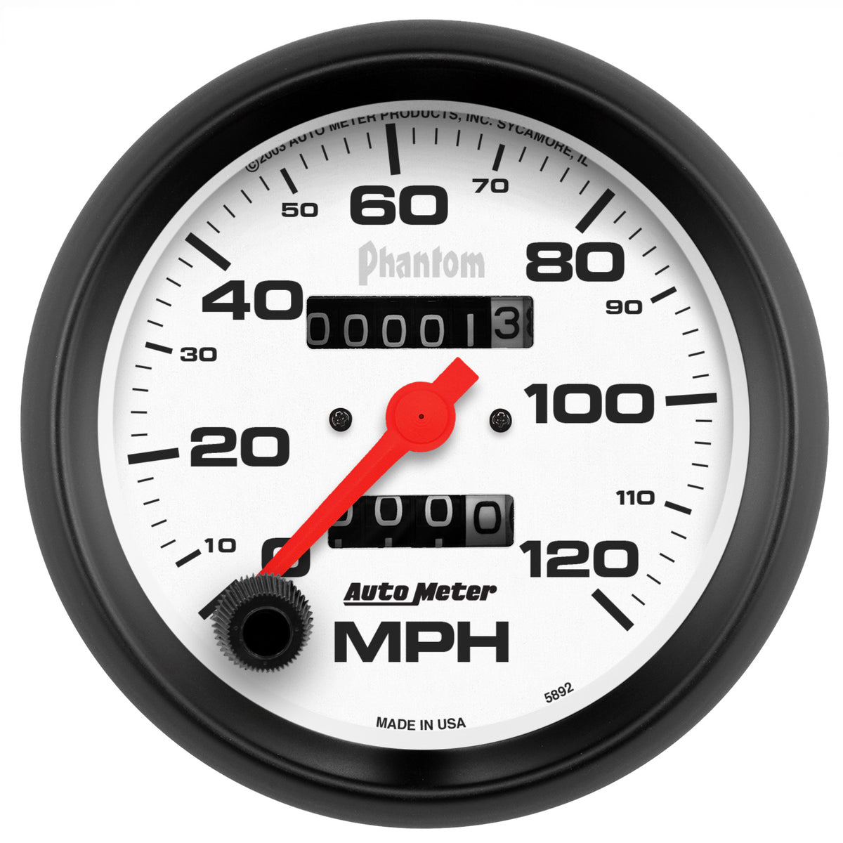 Autometer Phantom 3-3/8in 120MPH Speedometer Gauge - Mechanical Full Sweep - 5892