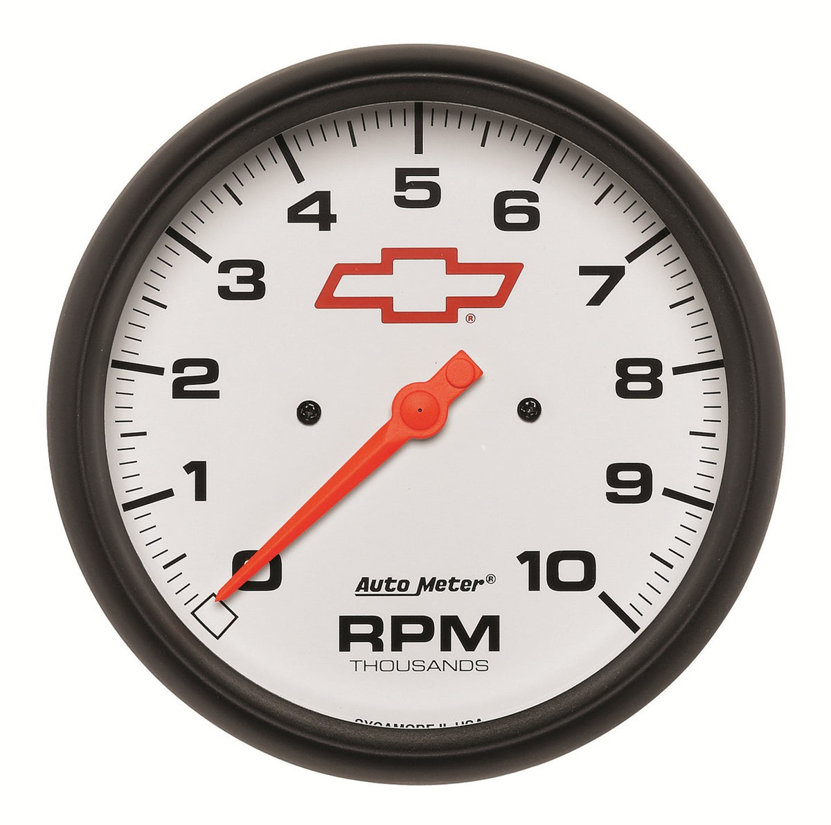 Autometer GM Bowtie White 5in 10000 RPM In-Dash Electronic Tachometer - 5898-00406
