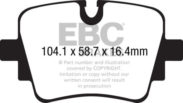 EBC 13+ Jaguar F-Type (Cast Iron Rotors Only) 3.0 Supercharged (340) Redstuff Rear Brake Pads - DP32190C for 2014-2023 Jaguar
