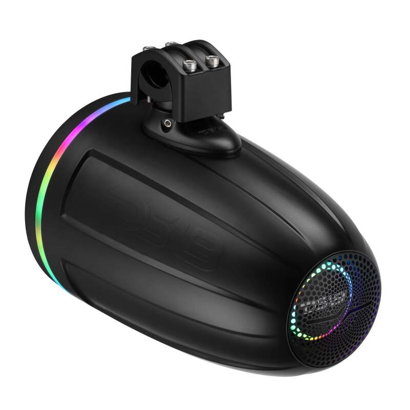 DS18 8in NXL-iQ Marine Tower Speaker with Digital LEDs Neodymium Magnet 1in Driver 350W 4Ohm Black - NXL-IQ8TPNEO/BK - close-up view