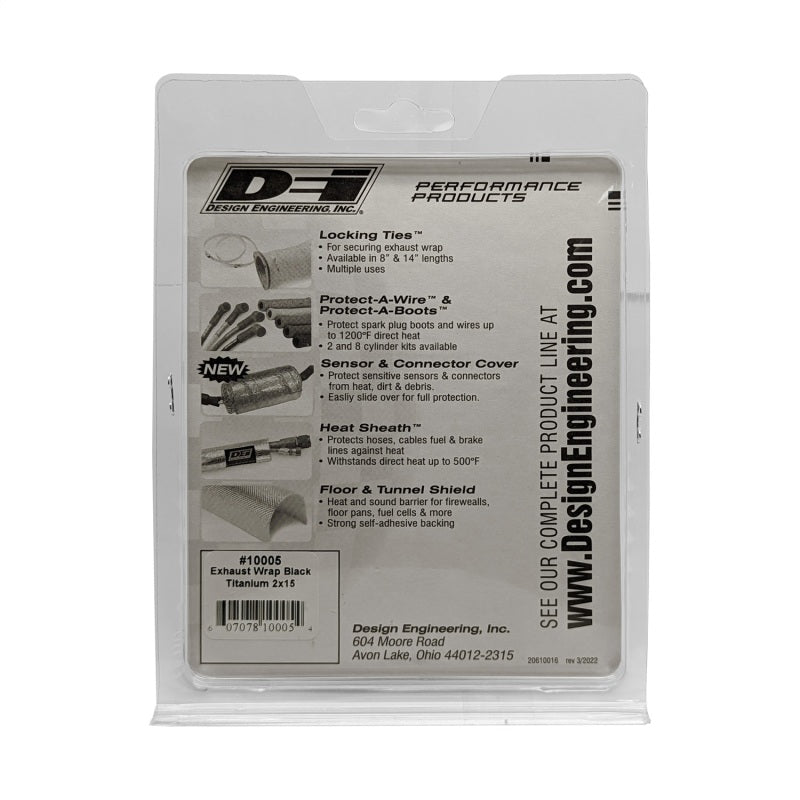 DEI Exhaust Wrap 2in x 15ft - Titanium - Black - 10005