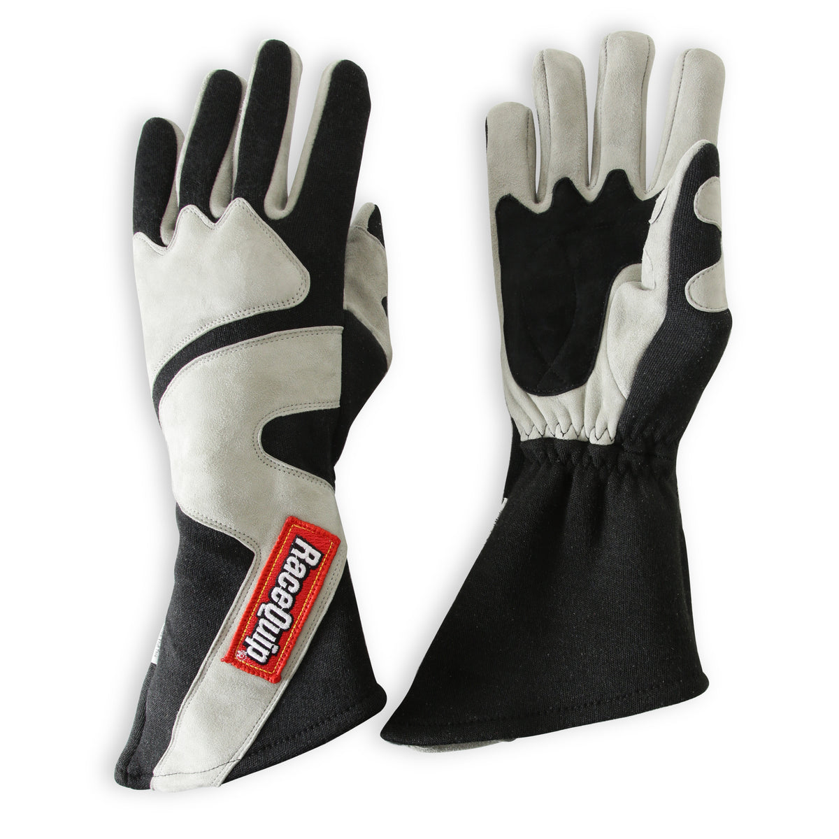 RaceQuip SFI-5 Gray/Black Large Long Angle Cut Glove