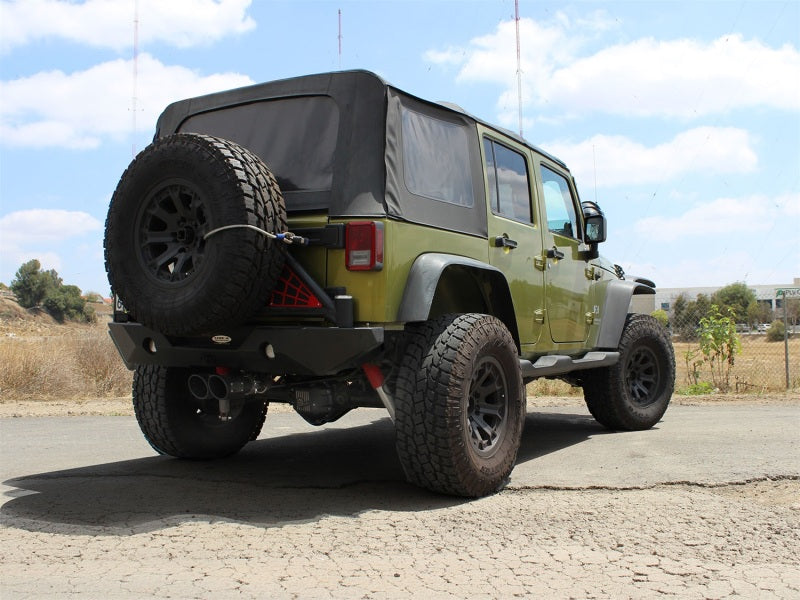 aFe Rebel Series Cat-Back 2.5in Dual Center Exit SS Exhaust w/ Black Tips 07-14 Jeep Wrangler V6 - 49-48054-B