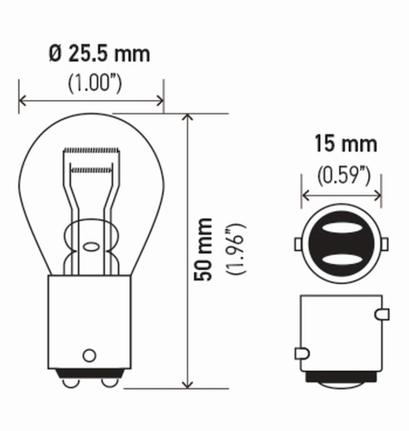 Hella Bulb 1157 12V 27/8W Ba9S S8 (2) - 1157TB