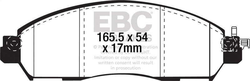 EBC 17+ Nissan Leaf Electric Ultimax Front Brake Pads - UD2138 for 2017-2023 Nissan LEAF - front view