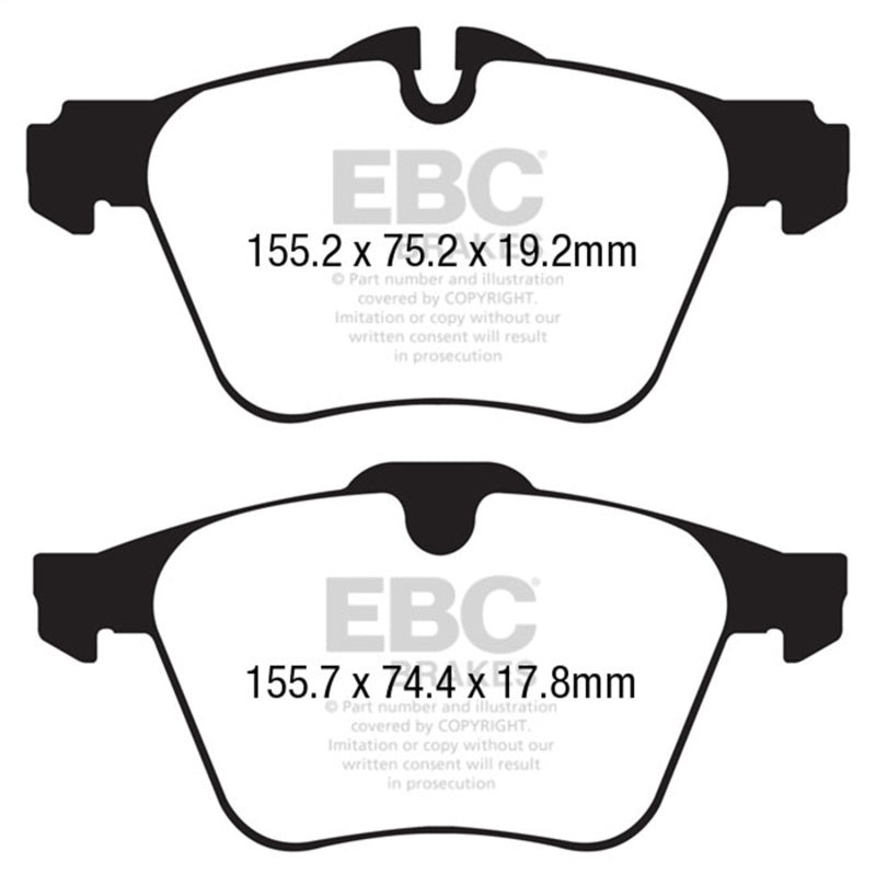 EBC 13+ Jaguar F-Type (Cast Iron Rotors Only) 3.0 Supercharged (340) Yellowstuff Front Brake Pads - DP42189R