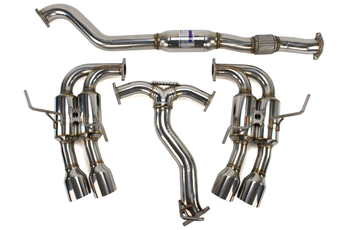 Invidia 11-14 Subaru WRX/STI Sedan Gemini/R400 Single Layer Quad Stainless Steel Tip Catback Exhaust - HS11STIGM4SS