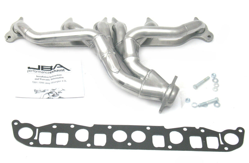 JBA 91-99 Jeep 4.0L 1-1/2in Primary Silver Ctd Cat4Ward Header - 1526SJS