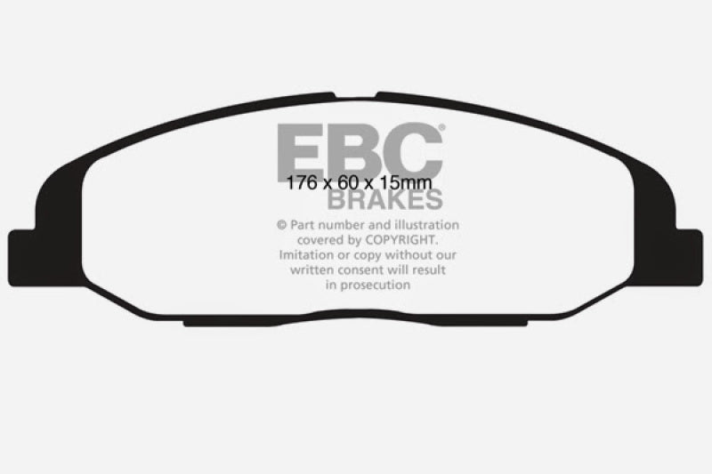 EBC 08-13 Cadillac CTS 3.0 Ultimax2 Front Brake Pads - UD1332 for 2008-2019 Cadillac CTS - front view