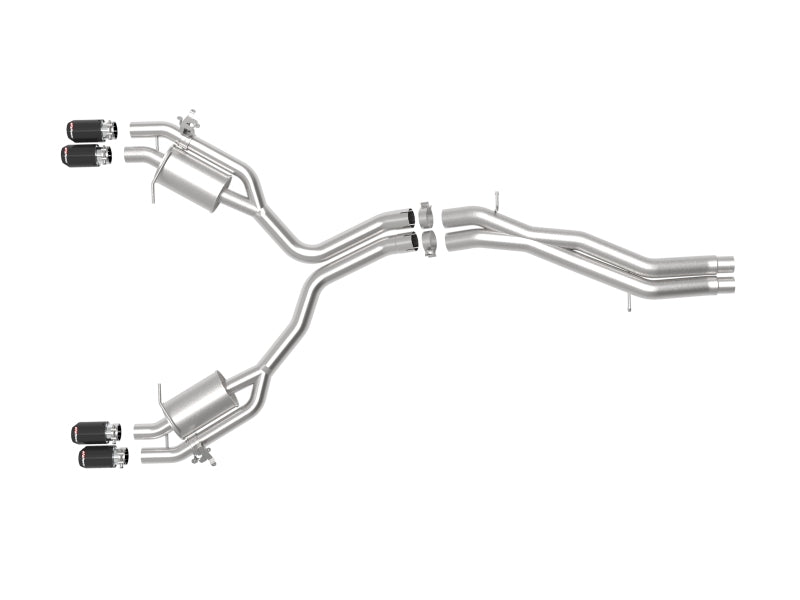 aFe 18-20 Audi RS5 Coupe MACH Force-Xp 3in to 2.5in 304 SS Axle-Back Exhaust System-Quad Carbon Tips - 49-36427-C