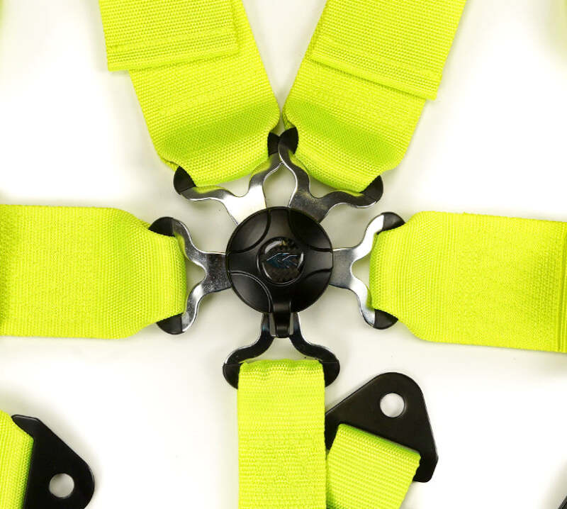 NRG SFI 16.1 5Pt 3 Inch Seat Belt Harness with Pads / Cam Lock - Neon Green - SBH-B6PCNG - close-up view 2