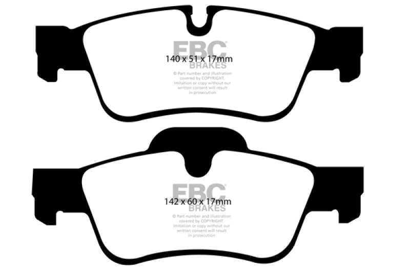 EBC 05-06 Mercedes-Benz G55 AMG 5.4 Supercharged Ultimax2 Rear Brake Pads - UD1122 for 2005-2011 Mercedes Benz G Class - fron