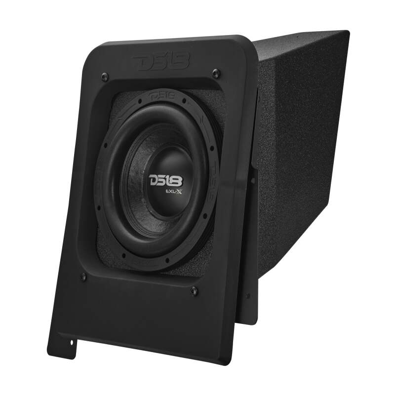 DS18 2015+ Polaris Slingshot Rear Subwoofer and Enclosure w/ EXL-X10.4D Subwoofer- Black Finish - SLG-RSUB10XLLD - side view