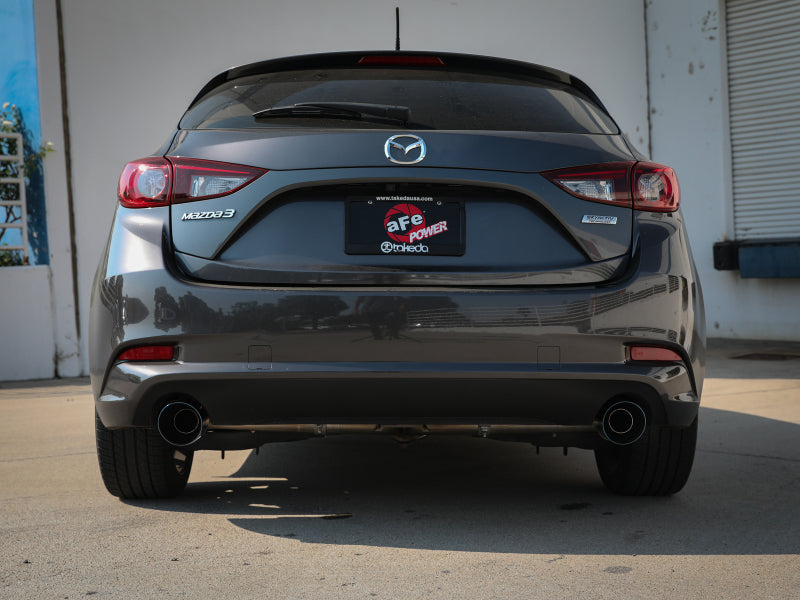 aFe Takeda 2-1/2in 304 SS Cat-Back Exhaust w/ Blue Flame Tips 14-18 Mazda 3 L4 2.0L/2.5L - 49-37015-L