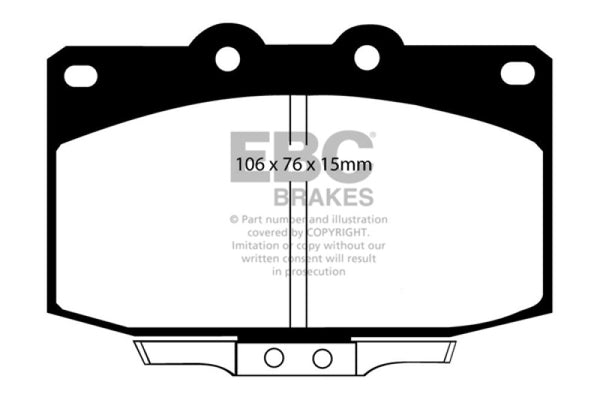 EBC 86-89 Mazda RX7 2.4 (1.3 Rotary)(Vented Rear Rotors) Ultimax2 Front Brake Pads - UD331 for 1986-1995 Mazda RX 7 - front v