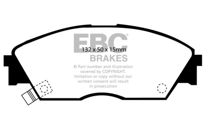 EBC 90-92 Honda Civic CRX 1.6 Si Ultimax2 Front Brake Pads - UD373 for 1988-1992 Honda Civic - front view