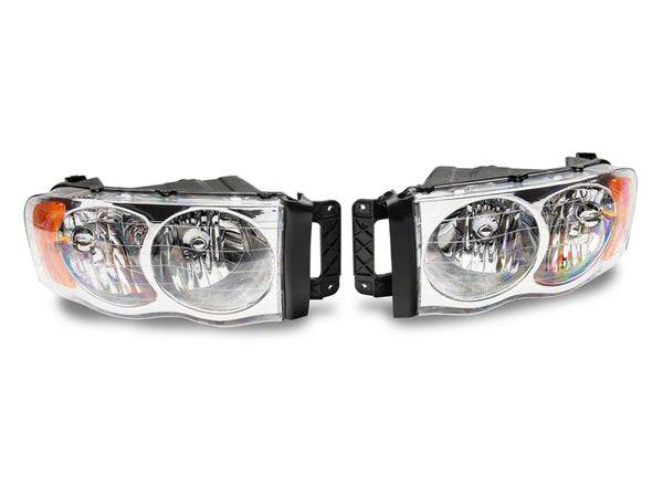Raxiom 02-05 Dodge RAM 1500 Axial Series OEM Style Rep Headlights- Chrome Housing (Clear Lens) - R118008 for 2002-2005 Dodge 