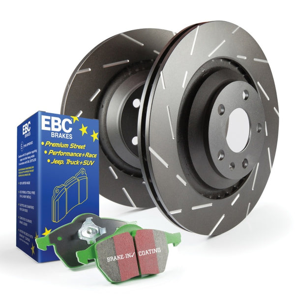 EBC S2 Kits Greenstuff Pads and USR Rotors - S2KR1417 for 2005-2010 Scion tC - front view