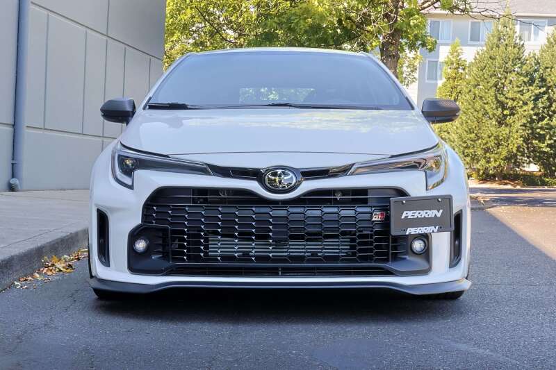 PERRIN 2025+ Toyota GR Corolla License Plate Relocation Kit - PTP-BDY-202 by Perrin Performance - angle view