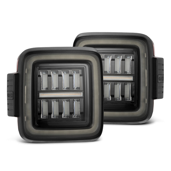 AlphaRex 18-23 Jeep Wrangler JL NOVA Prismatic LED Taillights Alpha-Black - 602010