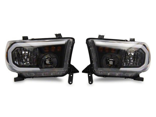 Raxiom 07-13 Toyota Tundra Axial Series Headlights w/ SEQL LED Bar- Blk Housing (Clear Lens) - TU16005 for 2007-2013 Toyota T
