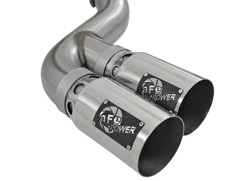 aFe Rebel XD 4in SS Down-Pipe Back Exhaust w/Dual Polished Tips 17-18 Ford Diesel Trucks V8-6.7L(td) - 49-43102-P