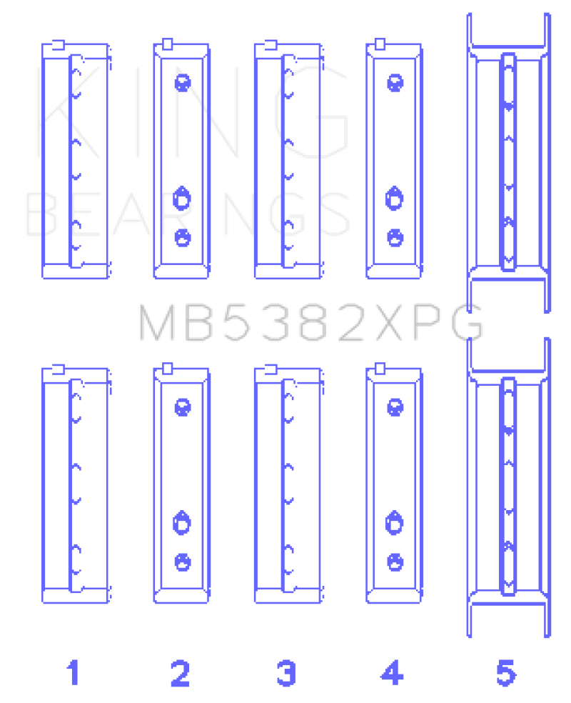 King Subaru EJ20/EJ22/EJ25 (For Thrust in #5 Position) 0.25 Oversized Tri-Metal Perf Main Bearing Se - MB5382XPG0.25