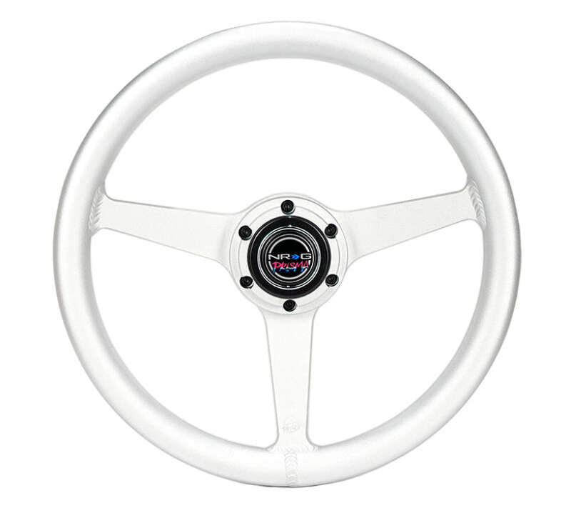 NRG Aluminum Steering Wheel 330mm - Heritage Solid Spoke - Ergonomic Grip - Anadized Silver - RST-071-SL - front view