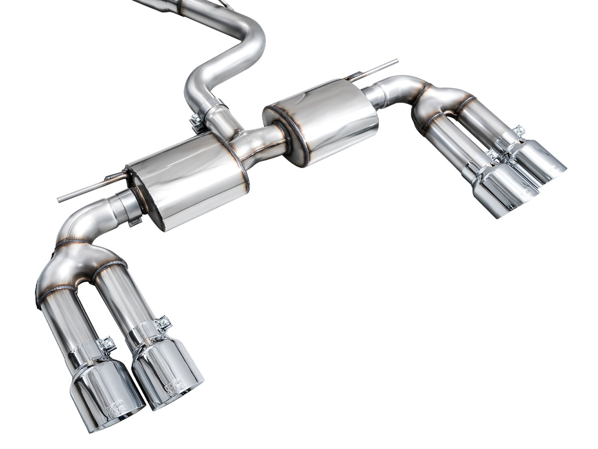 AWE 22-24 Audi 8Y S3 Touring Edition Exhaust - Chrome Silver Tips - 3015-42897