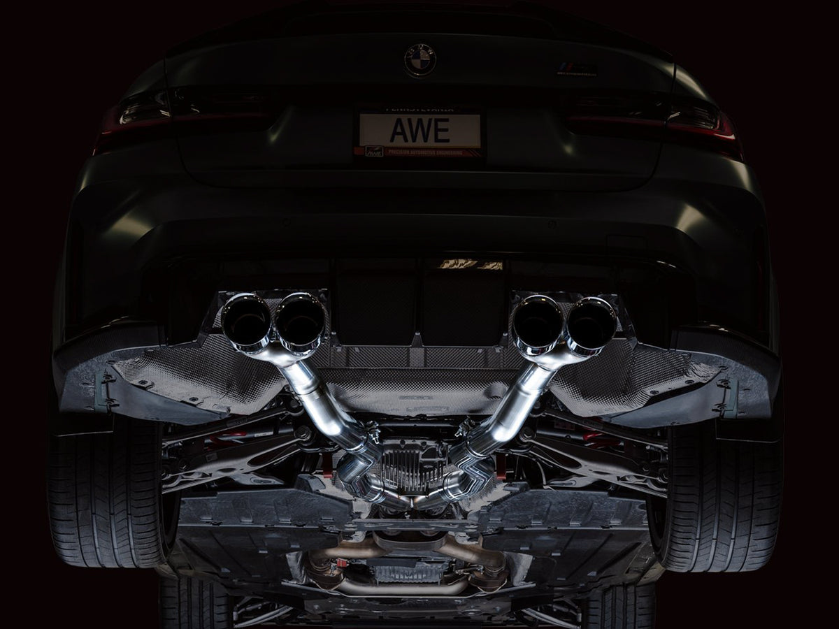 AWE Track Edition Catback Exhaust for BMW G8X M3/M4 - Chrome Silver Tips - 3020-43482